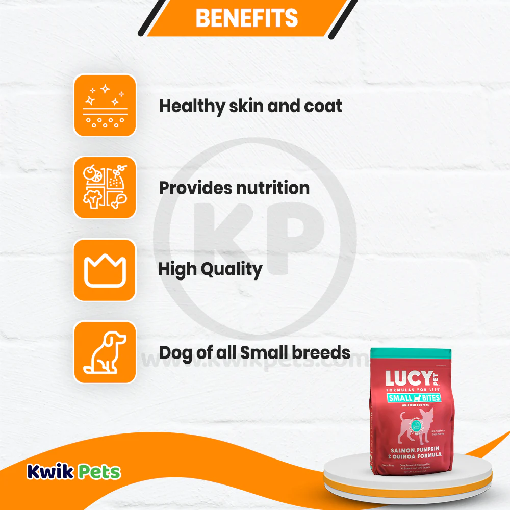 Lucy Pet Products Grain-Free Small Bites Small Breed Dry Dog Food Salmon, Pumpkin & Quinoa 4.5-lb - Image 4