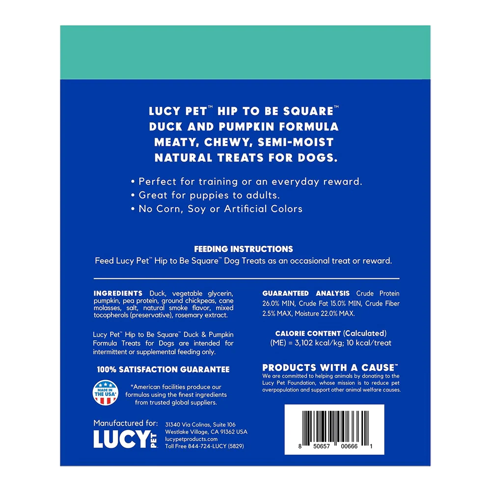 Lucy Pet Products Hip to Be Square Limited Ingredient Dog Treats Duck & Pumpkin 6-oz - Image 2