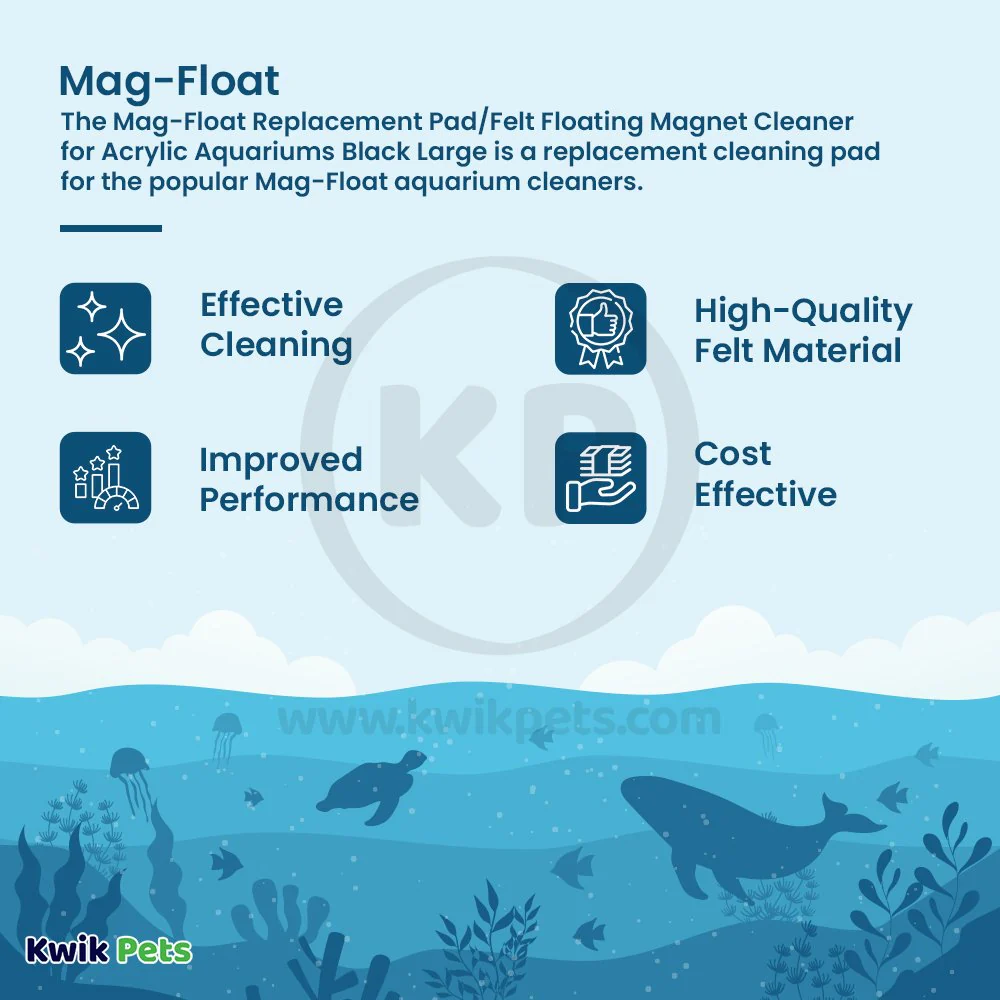 Mag-Float Replacement Pad/Felt Floating Magnet Cleaner for Acrylic Aquariums Black Large - Image 3