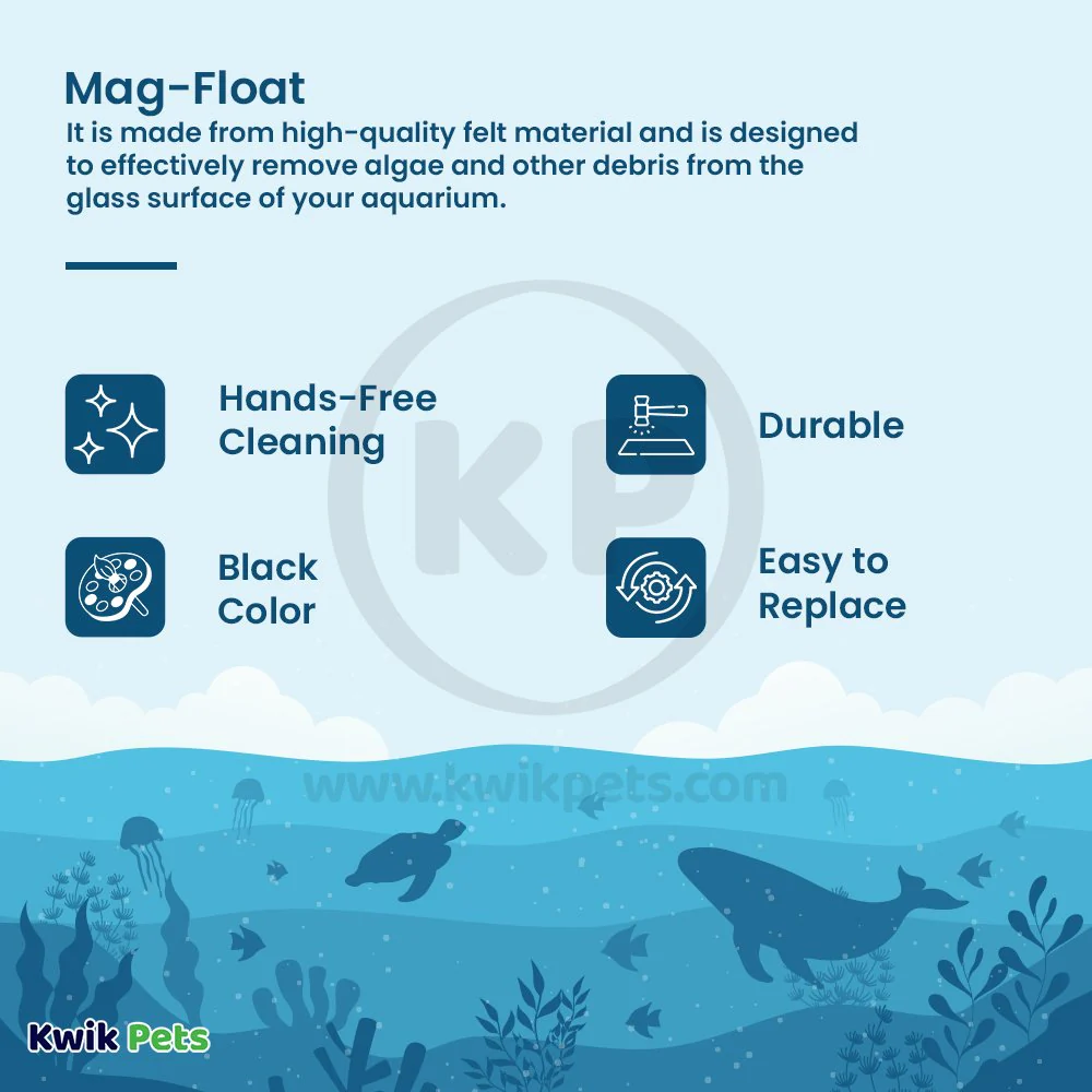 Mag-Float Replacement Pad/Felt Floating Magnet Cleaner for Glass Aquariums Black Large - Image 2