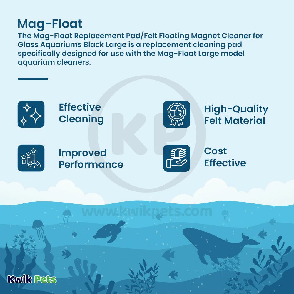 Mag-Float Replacement Pad/Felt Floating Magnet Cleaner for Glass Aquariums Black Large - Image 3