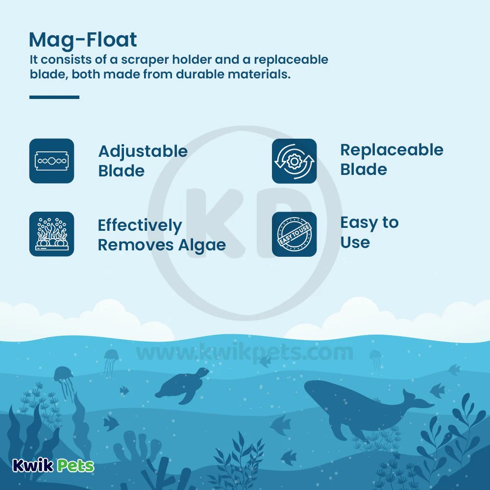 Mag-Float Scraper Holder & Blade for the Acrylic Aquariums Blue/Clear Small & Medium - Image 2