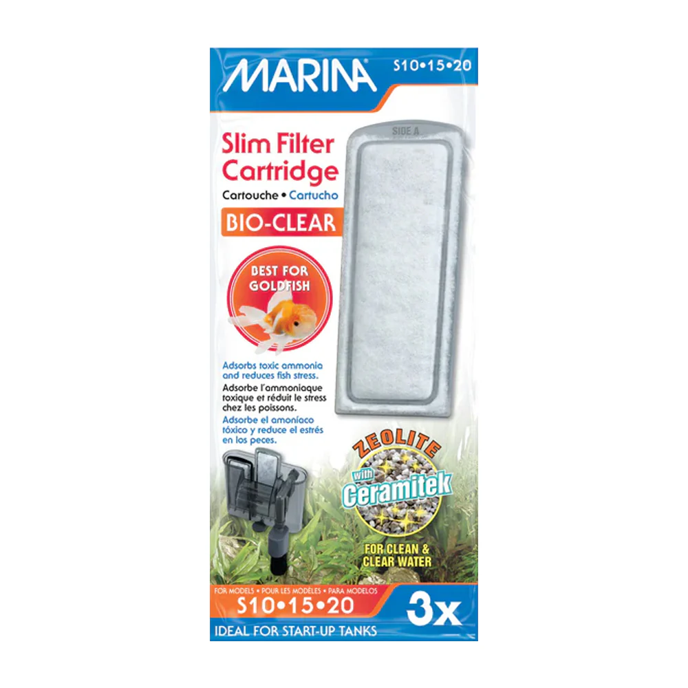 Marina Bio-Clear Zeolite Slim Filter Cartridge for Aquarium 3 Count