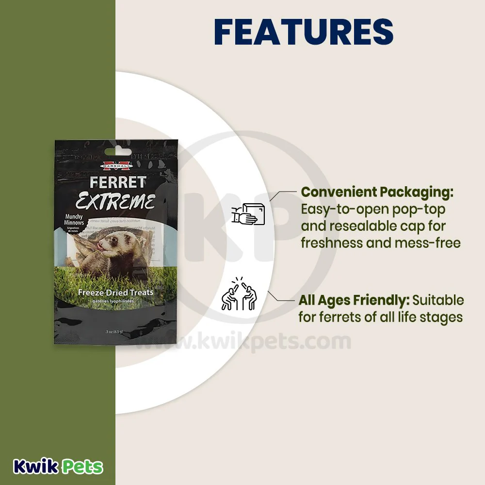 Marshall Pet Products Ferret Extreme Munchy Minnows Freeze-Dried Treats 0.3-oz - Image 3
