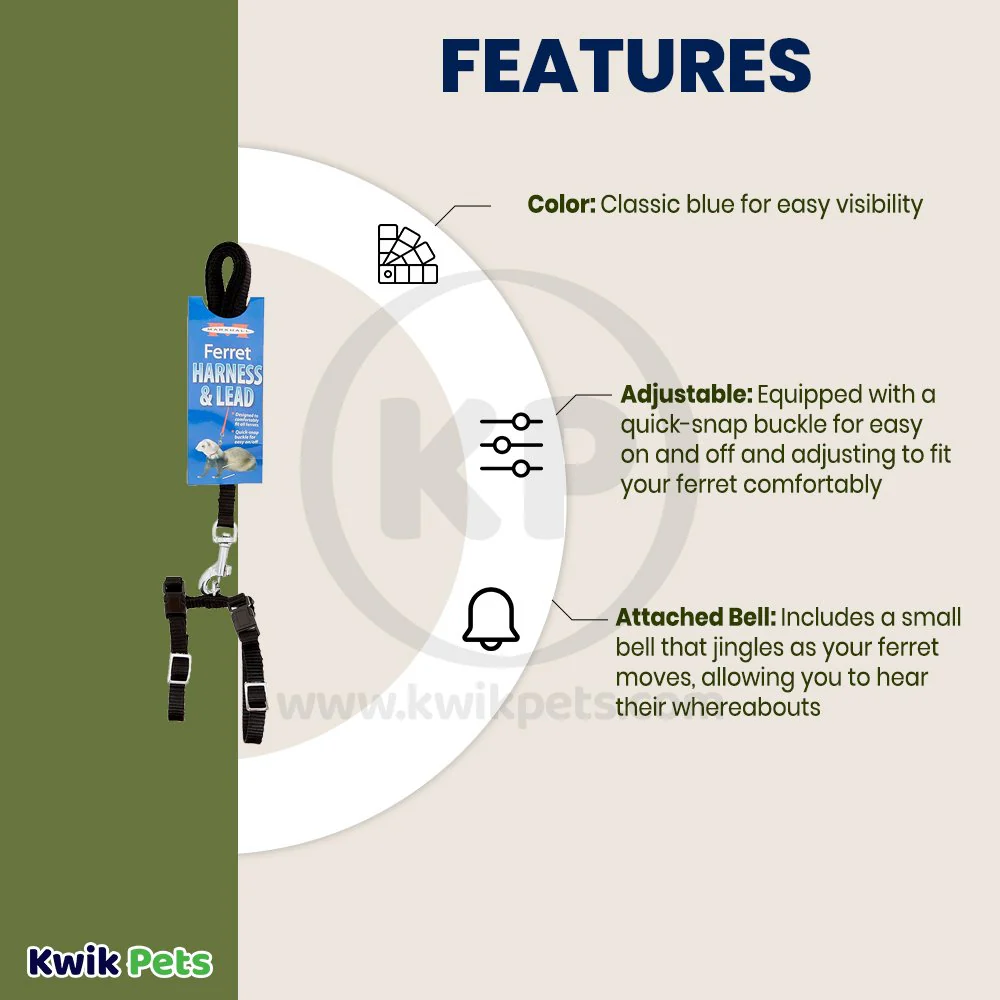 Marshall Pet Products Ferret Harness & Lead Set Black - Image 3