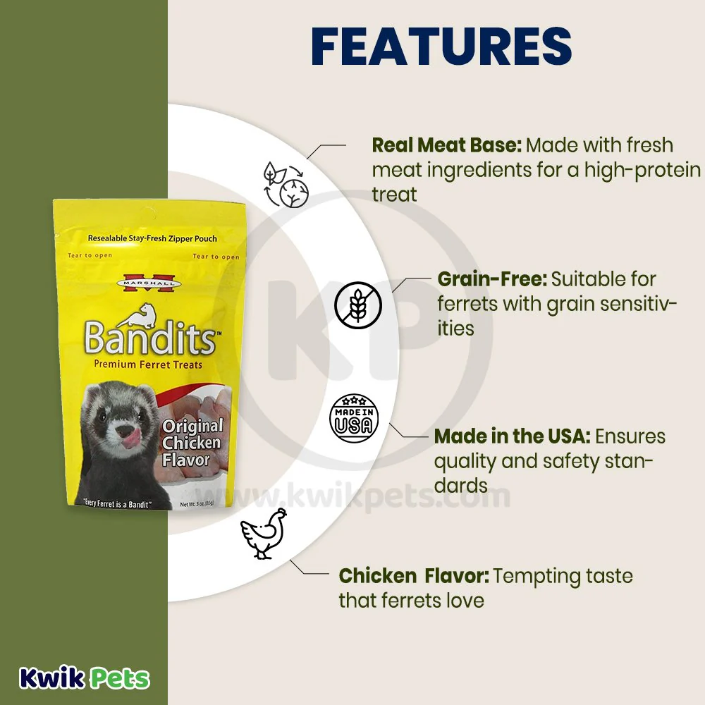 Marshall Pet Products Bandits Premium Ferret Treats Original Chicken 3-oz - Image 3