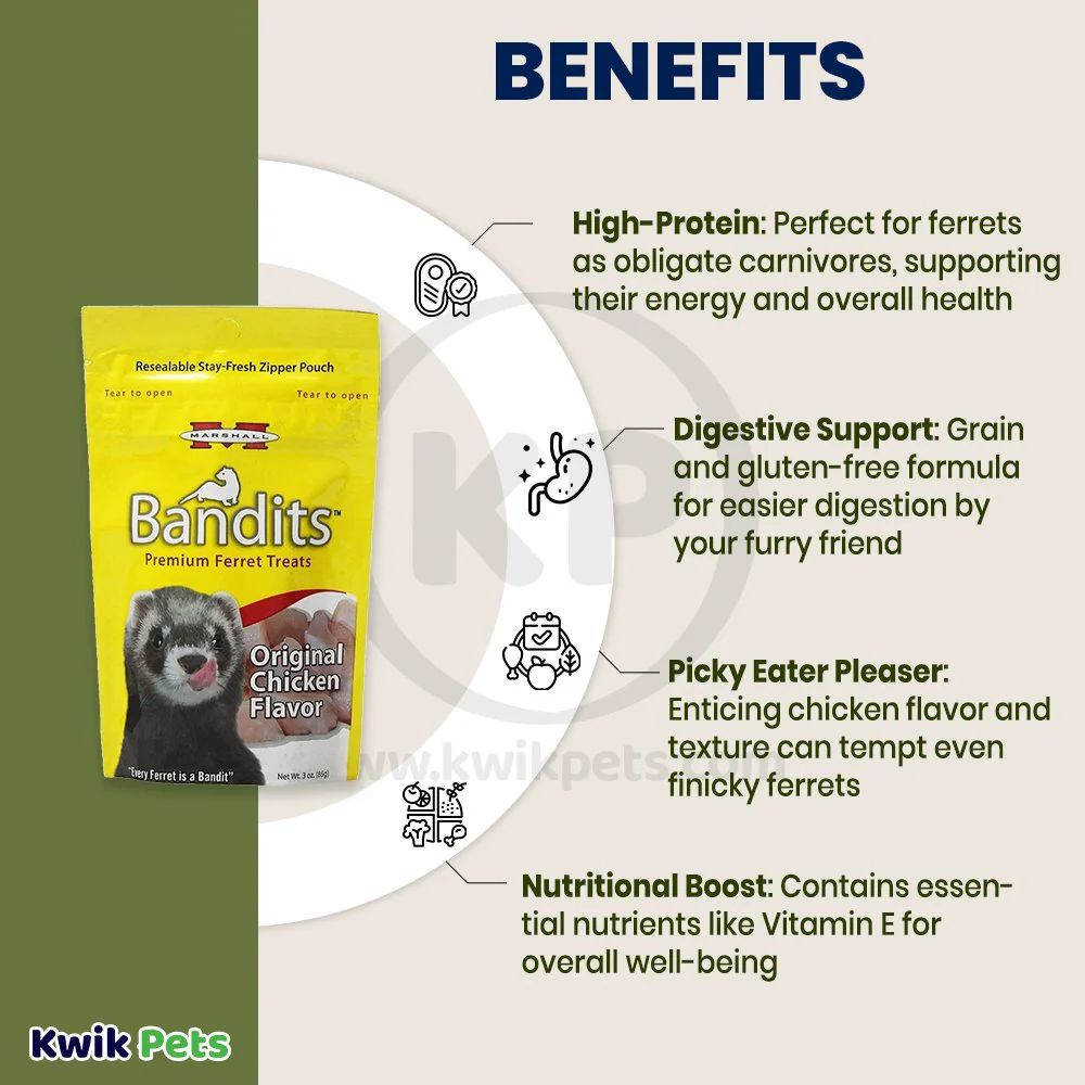 Marshall Pet Products Bandits Premium Ferret Treats Original Chicken 3-oz - Image 4
