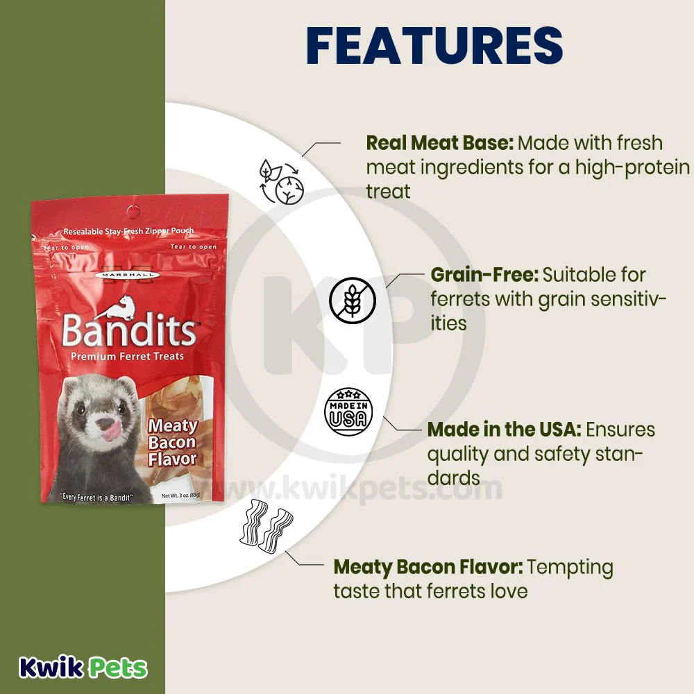 Marshall Pet Products Bandits Premium Ferret Treats Meaty Bacon 3-oz - Image 3