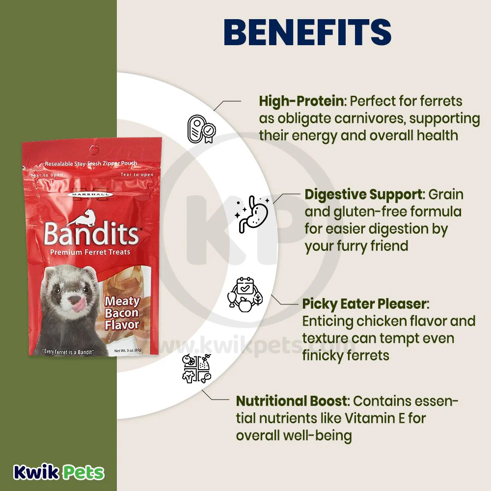 Marshall Pet Products Bandits Premium Ferret Treats Meaty Bacon 3-oz - Image 4