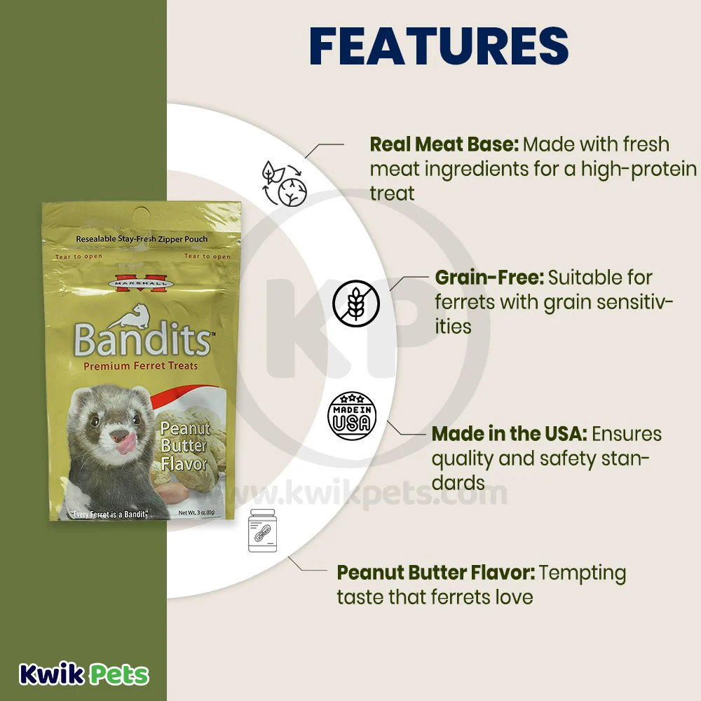 Marshall Pet Products Bandits Premium Ferret Treats Peanut Butter 3-oz - Image 3