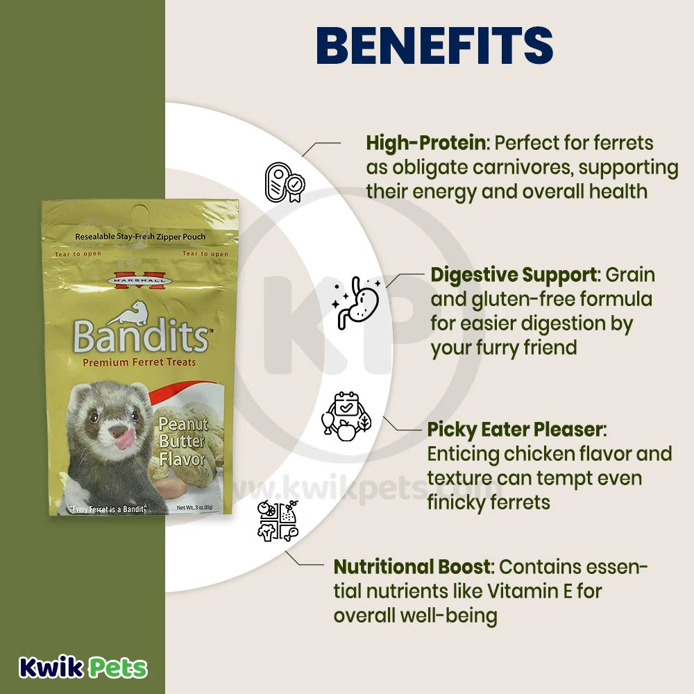 Marshall Pet Products Bandits Premium Ferret Treats Peanut Butter 3-oz - Image 4