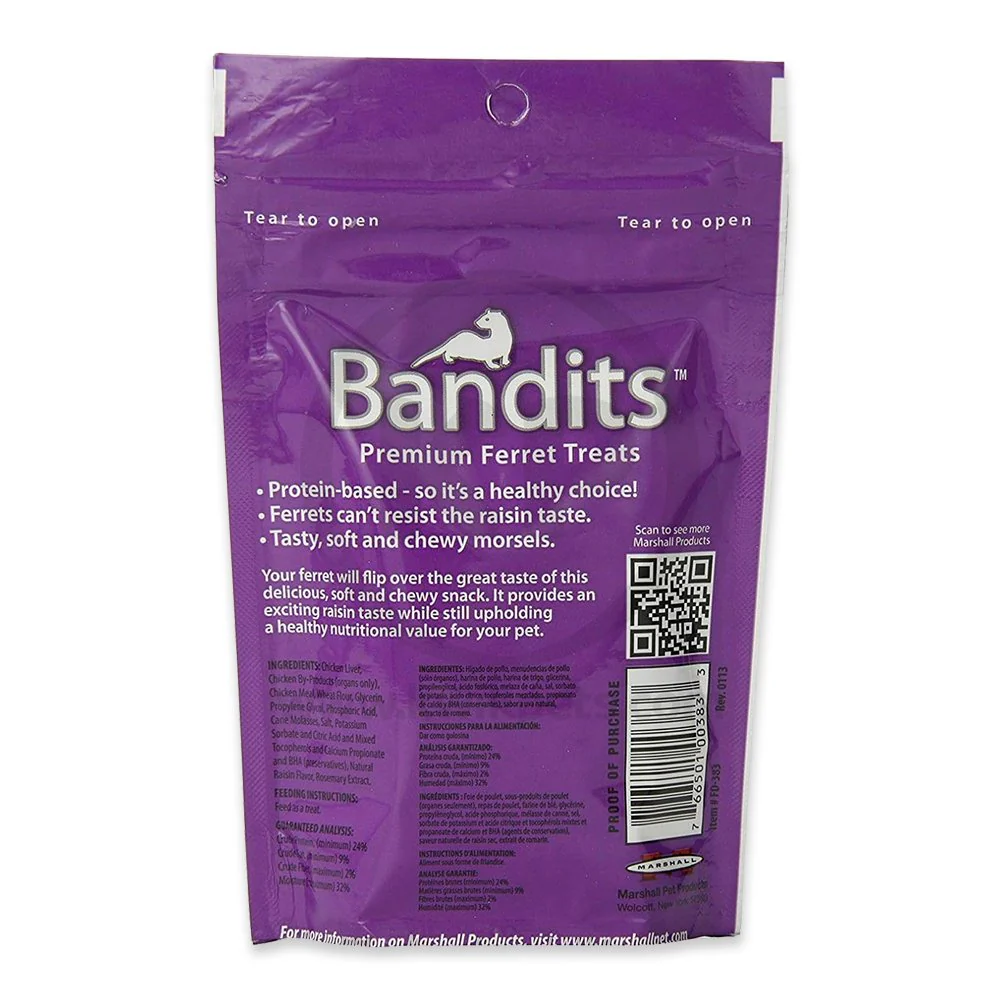 Marshall Pet Products Bandits Premium Ferret Treats Raisin 3-oz - Image 2