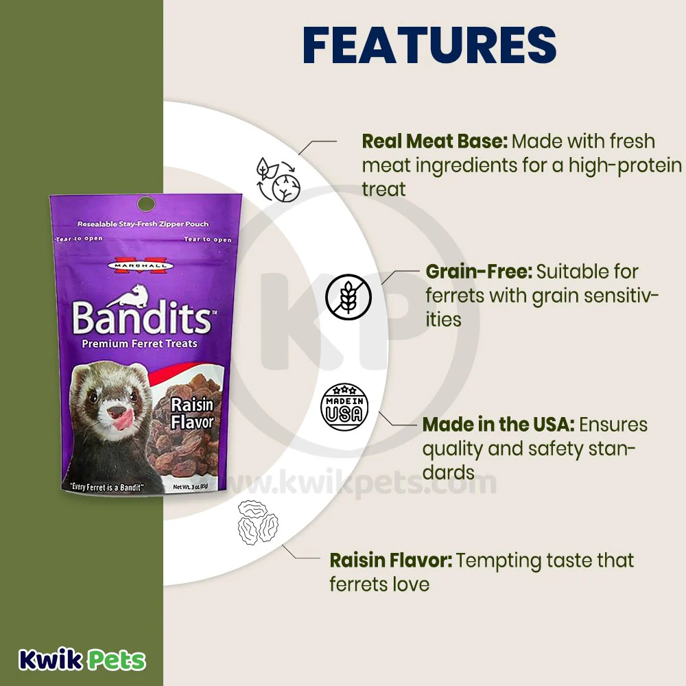 Marshall Pet Products Bandits Premium Ferret Treats Raisin 3-oz - Image 3