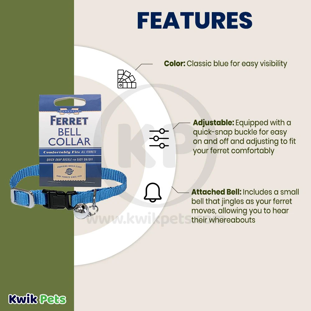 Marshall Pet Products Ferret Bell Collar Blue 3/8-in - Image 2