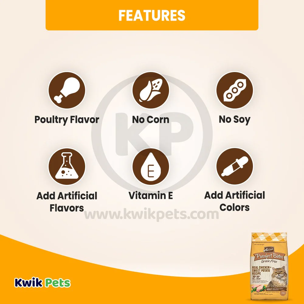 Merrick Purrfect Bistro Grain Free Adult Dry Cat Food Chicken & Sweet Potato Recipe 4-lb - Image 3
