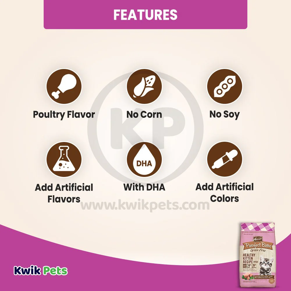 Merrick Purrfect Bistro Grain Free Heathly Kitten Recipe Dry Cat Food 4-lb - Image 3