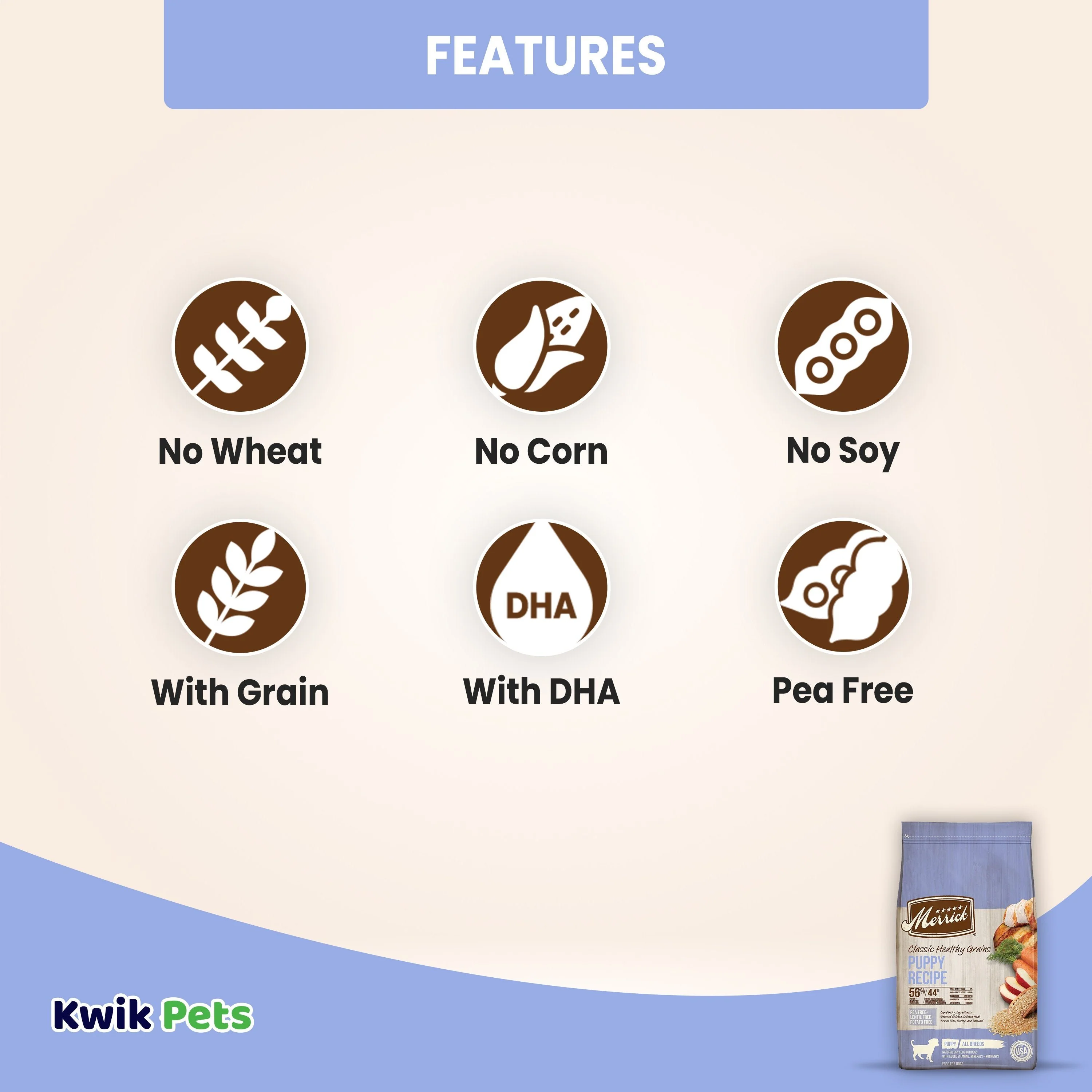 Merrick Classic Healthy Grains Puppy Recipe Dry Dog Food 4-lb - Image 3