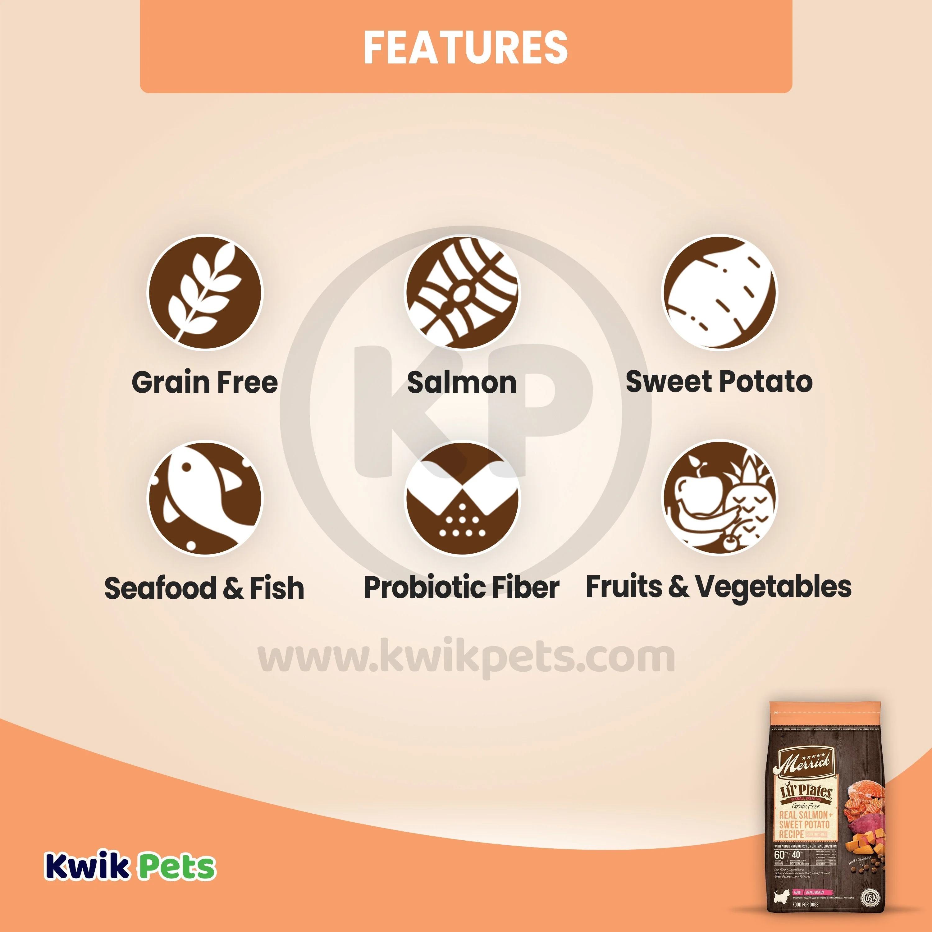 Merrick Lil' Plates Grain Free Salmon & Sweet Potato Recipe Small Breed Dry Dog Food 4-lb - Image 3