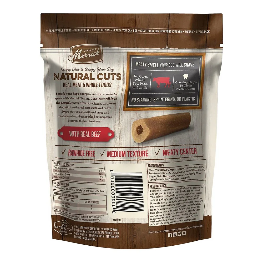Merrick Natural Cuts Rawhide Free Dog Chew Treats Medium 4 Count - Image 2