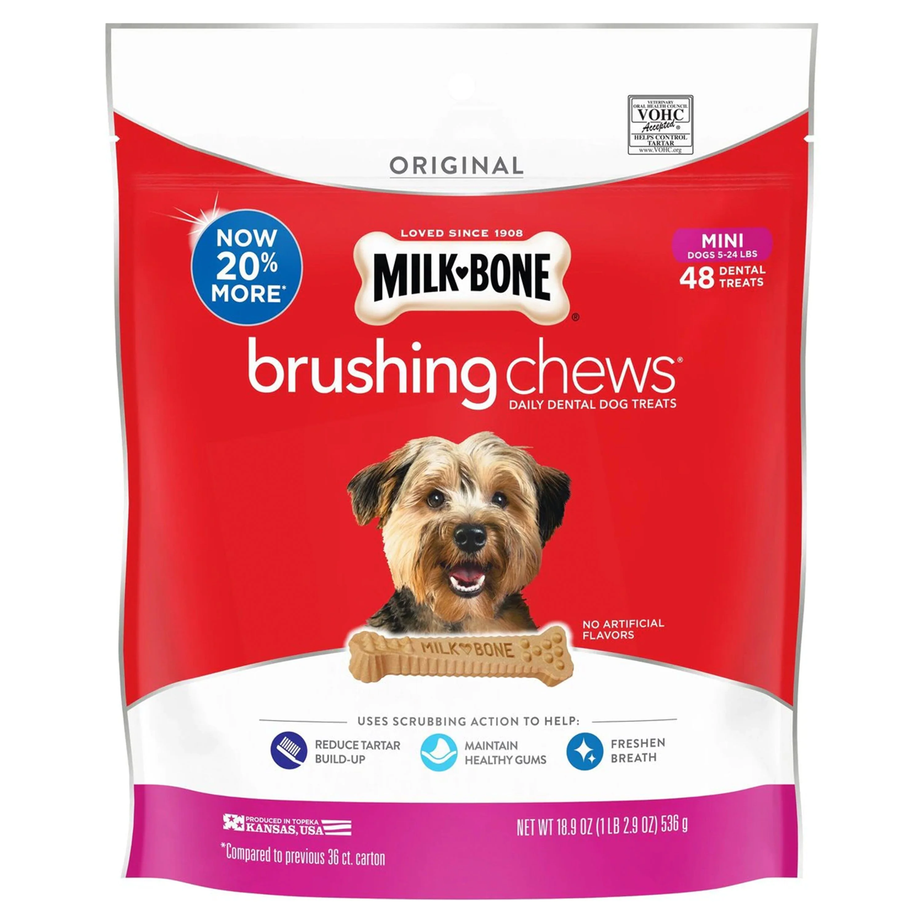 Milk-Bone Brushing Chews Dental Dog Treat Original Extra Small 5-24 lbs 48 Count 18.9-oz