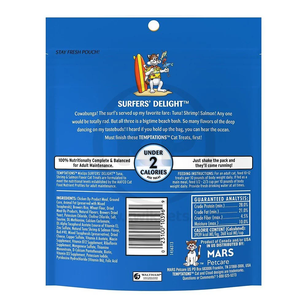 Temptations MixUps Surfer's Delight Crunchy & Soft Adult Cat Treats 6.3-oz - Image 2