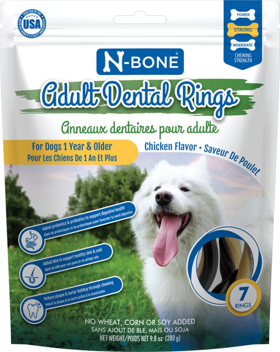 N-Bone Adult Dental Rings Dog Chew Chicken 7 Count 9.8-oz