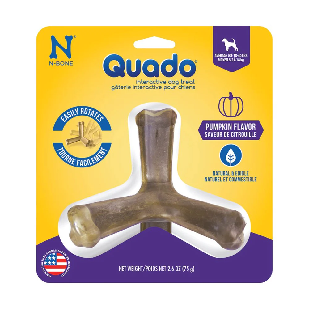 N-Bone Quado Interactive Dog Chew Treat for Medium Dogs pumpkin recipe 2.6-oz