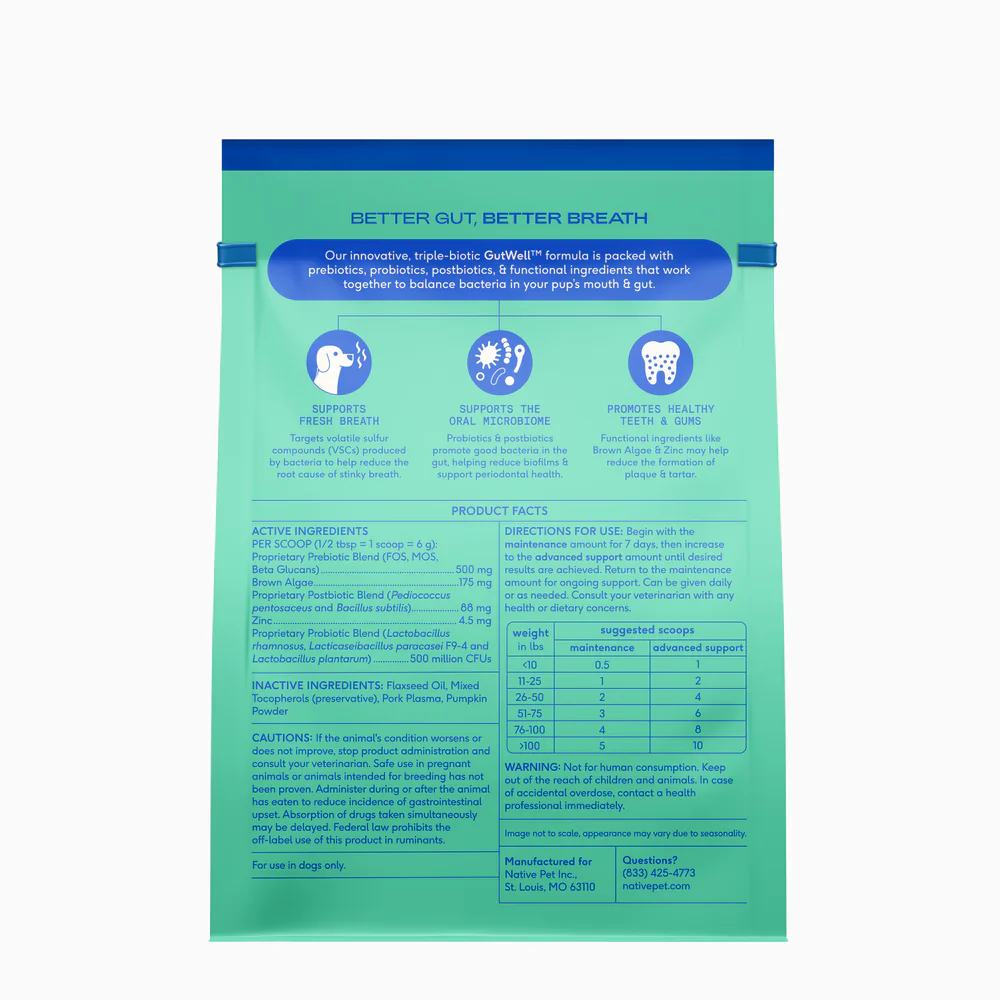 Native Pet Gutwell Clean Breath Dog Dental Care Supplement 12.7-oz - Image 2