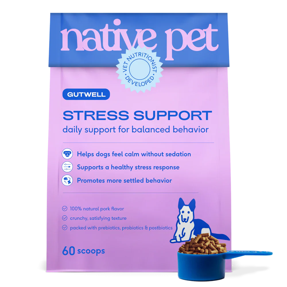 Native Pet GutWell Stress Support Anxiety Relief & Calming Supplement for Dogs 12.7-oz
