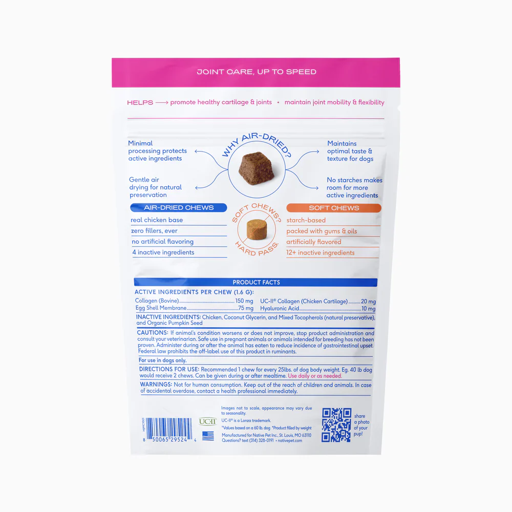 Native Pet Hip & Joint Mobility Care Chews for Dogs 60 Count - Image 2