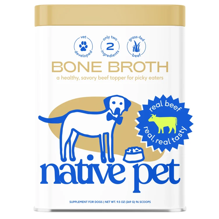 Native Pet Organic Beef Bone Broth Powder Grain-Free Dog Food Topper 9.5-oz