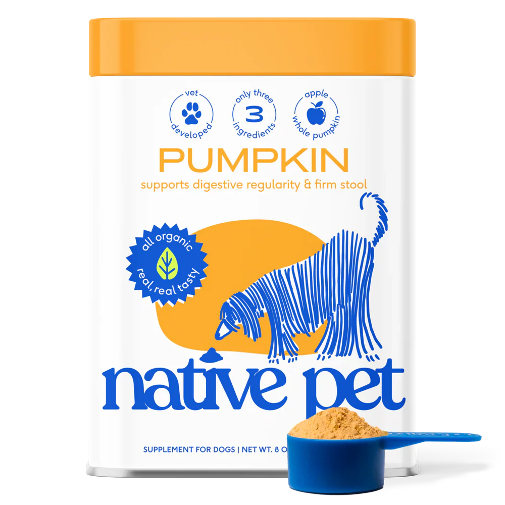Native Pet Organic Pumpkin Fiber Powder Digestive Supplement for Dogs 8-oz