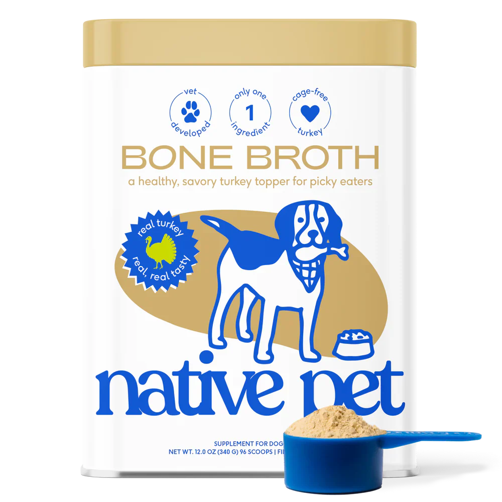 Native Pet Organic Turkey Bone Broth Powder Grain-Free Dog Food Topper 12-oz