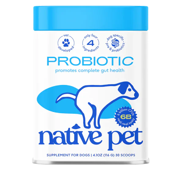 Native Pet Probiotic Vet-Formulated Powder Digestive Supplement for Dogs 4.1-oz