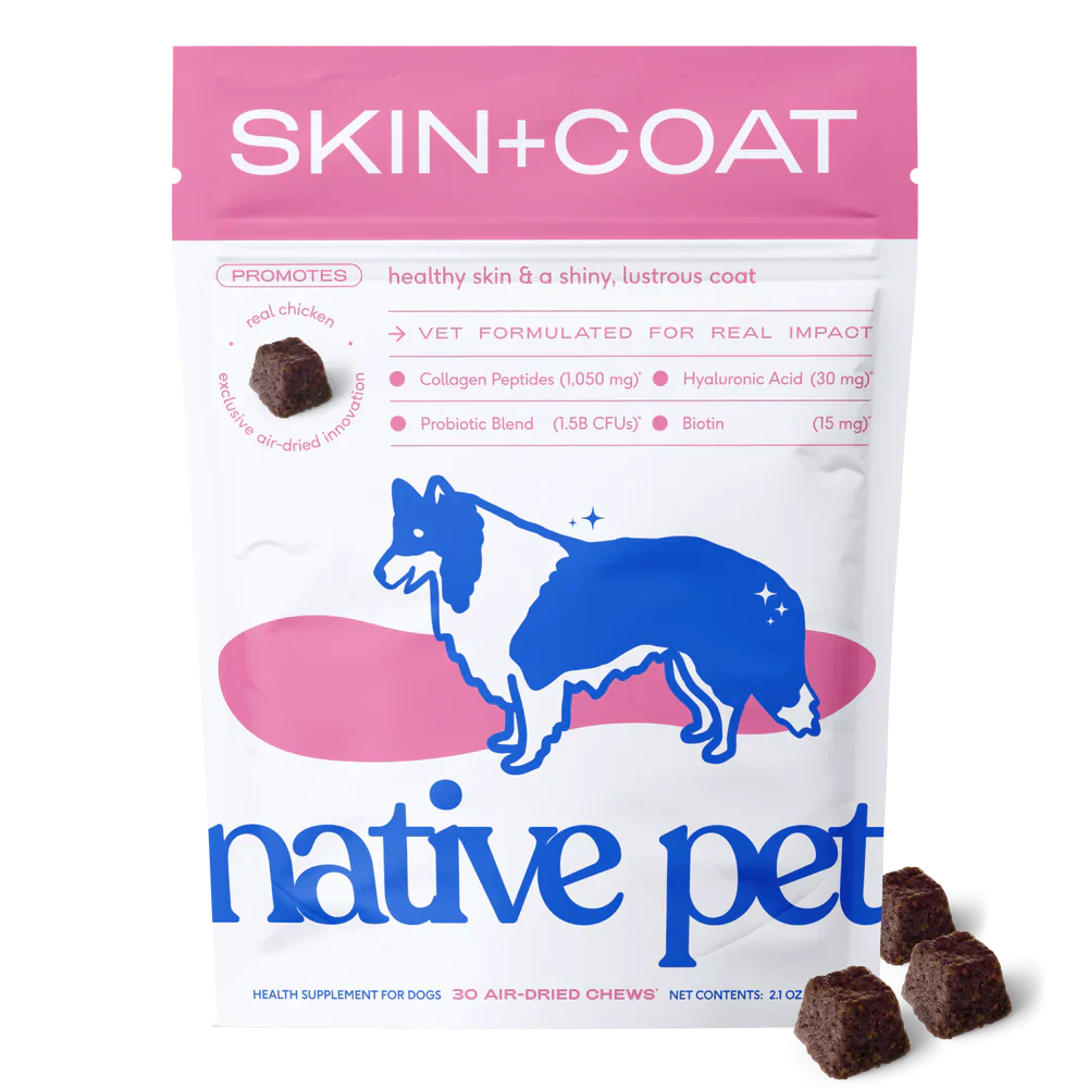 Native Pet Skin & Coat Chews Supplement for Dogs 30 Count