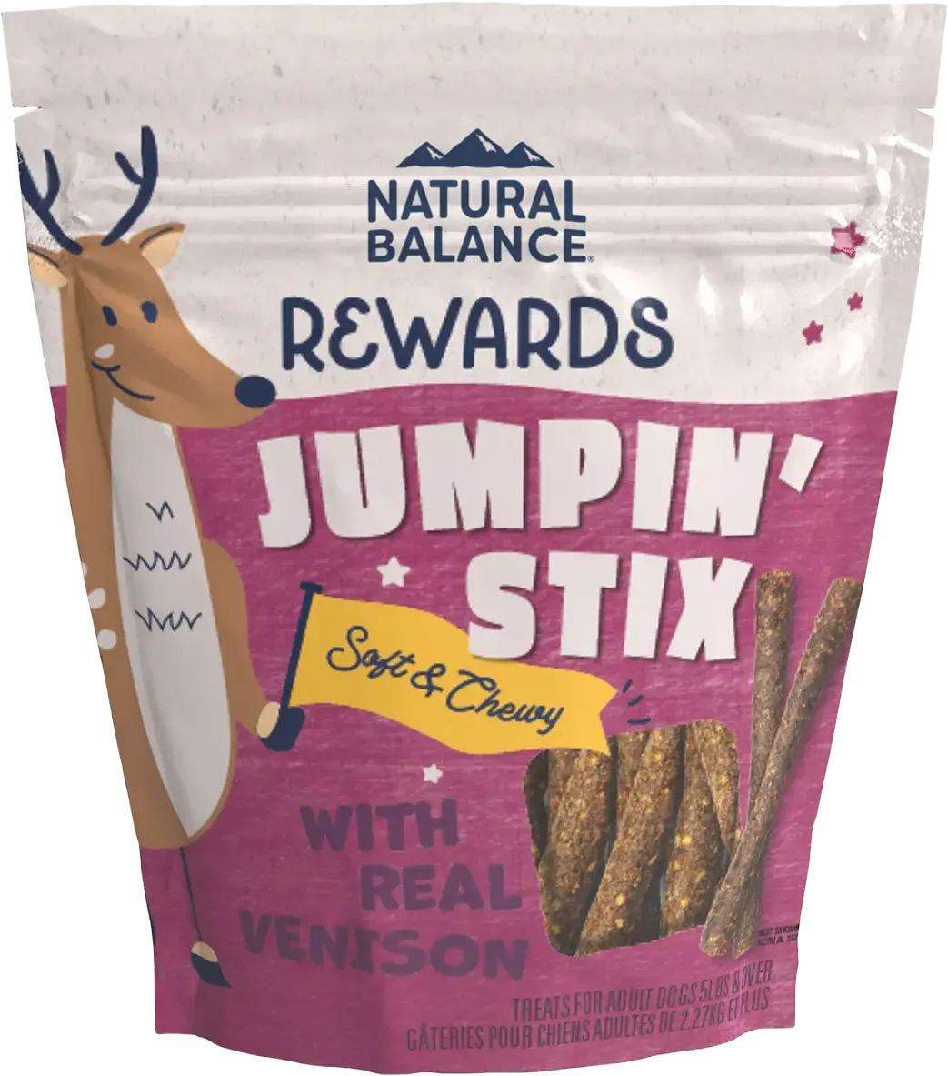 Natural Balance Pet Foods Rewards Jumpin' Stix Soft & Meaty Dog Treats Venison 4-oz