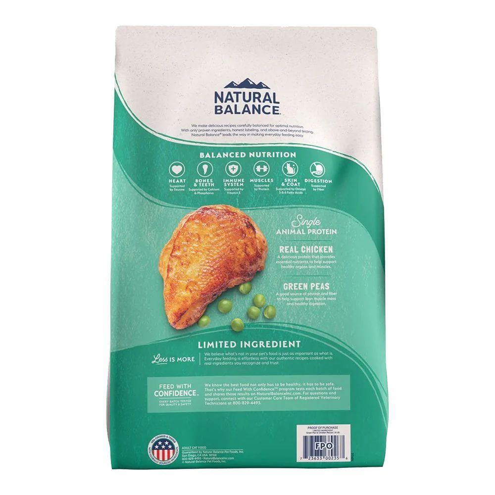 Natural Balance Pet Foods Limited Ingredient Grain-Free Adult Dry Cat Food Green Pea & Chicken 5-lb - Image 2