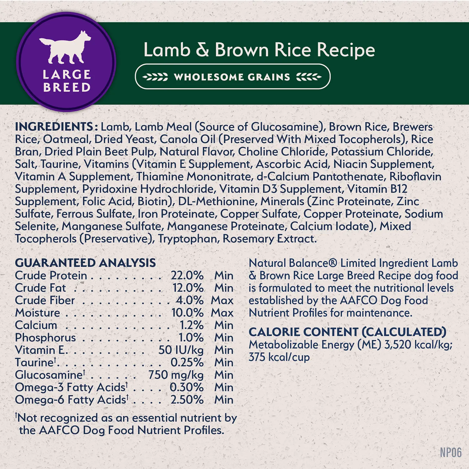 Natural Balance Pet Foods Limited Ingredient Large Breed Adult Dry Dog Food Lamb & Brown Rice 26-lb - Image 8