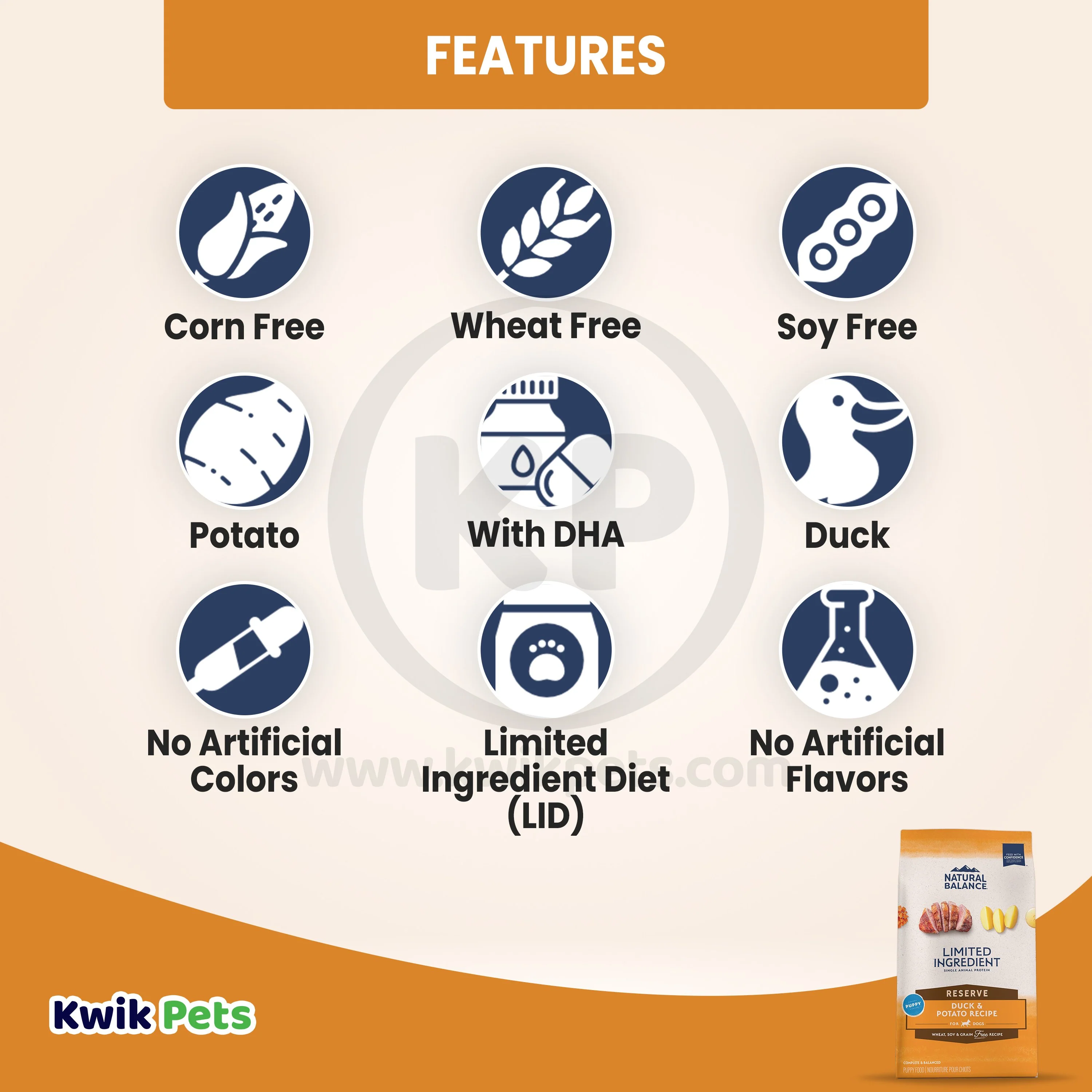 Natural Balance Pet Foods Limited Ingredient Reserve Grain Free Puppy Dry Food Duck & Potato 4-lb - Image 3