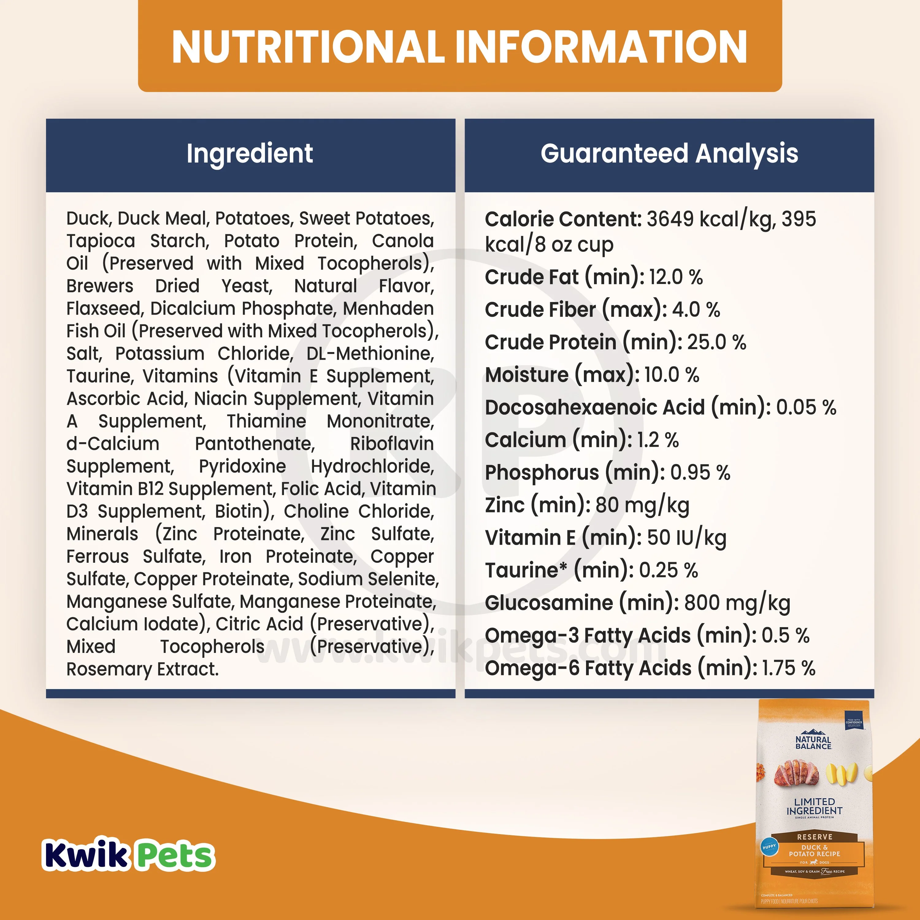 Natural Balance Pet Foods Limited Ingredient Reserve Grain Free Puppy Dry Food Duck & Potato 4-lb - Image 5