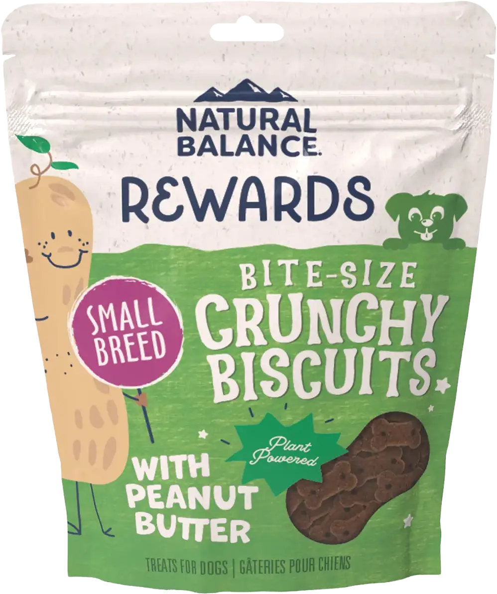 Natural Balance Pet Foods Rewards Bite-Size Crunchy Biscuits Small Breed Dog Treats Peanut Butter 8-oz