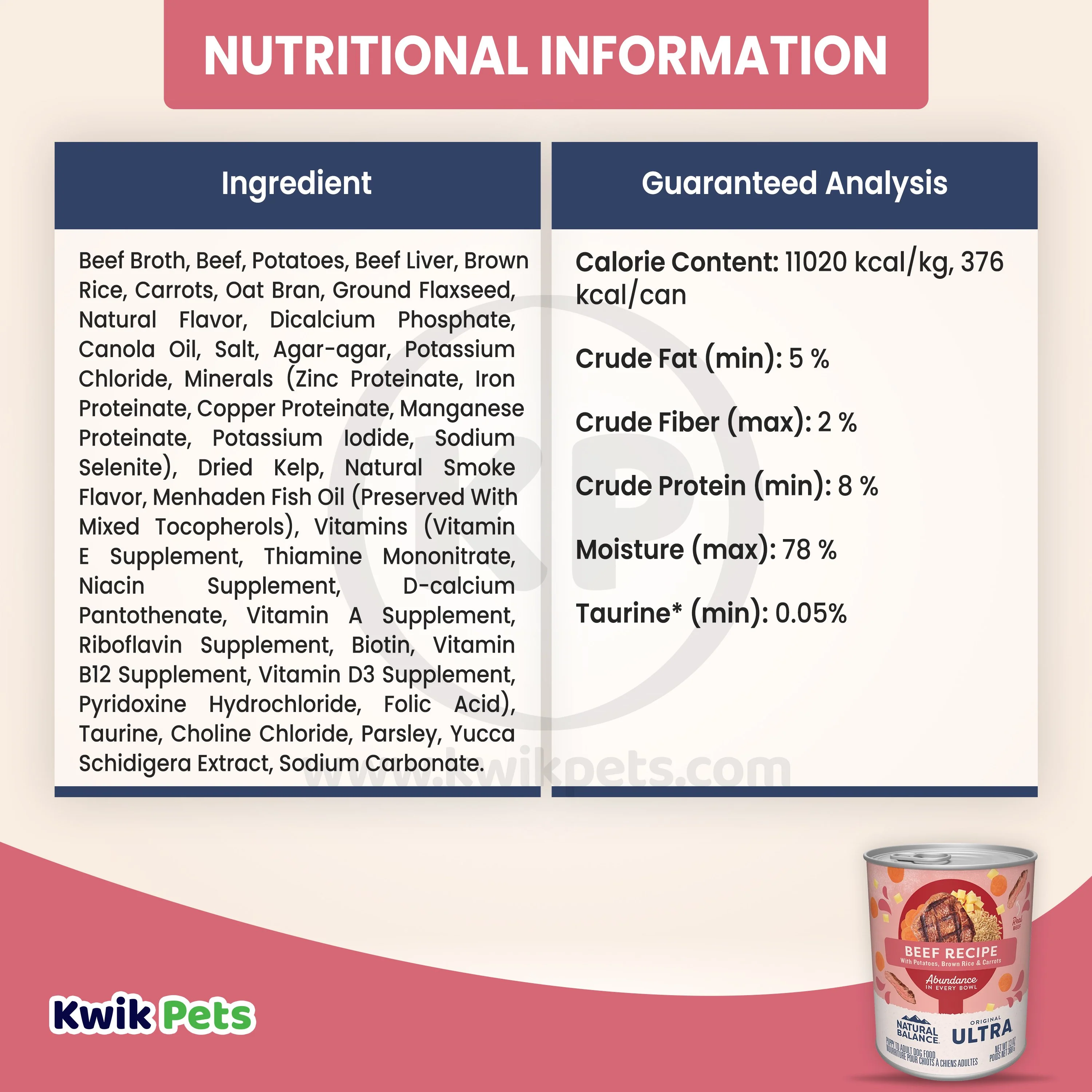Natural Balance Pet Foods Original Ultra Abundance Canned Dog Food Beef 13-oz - Image 5