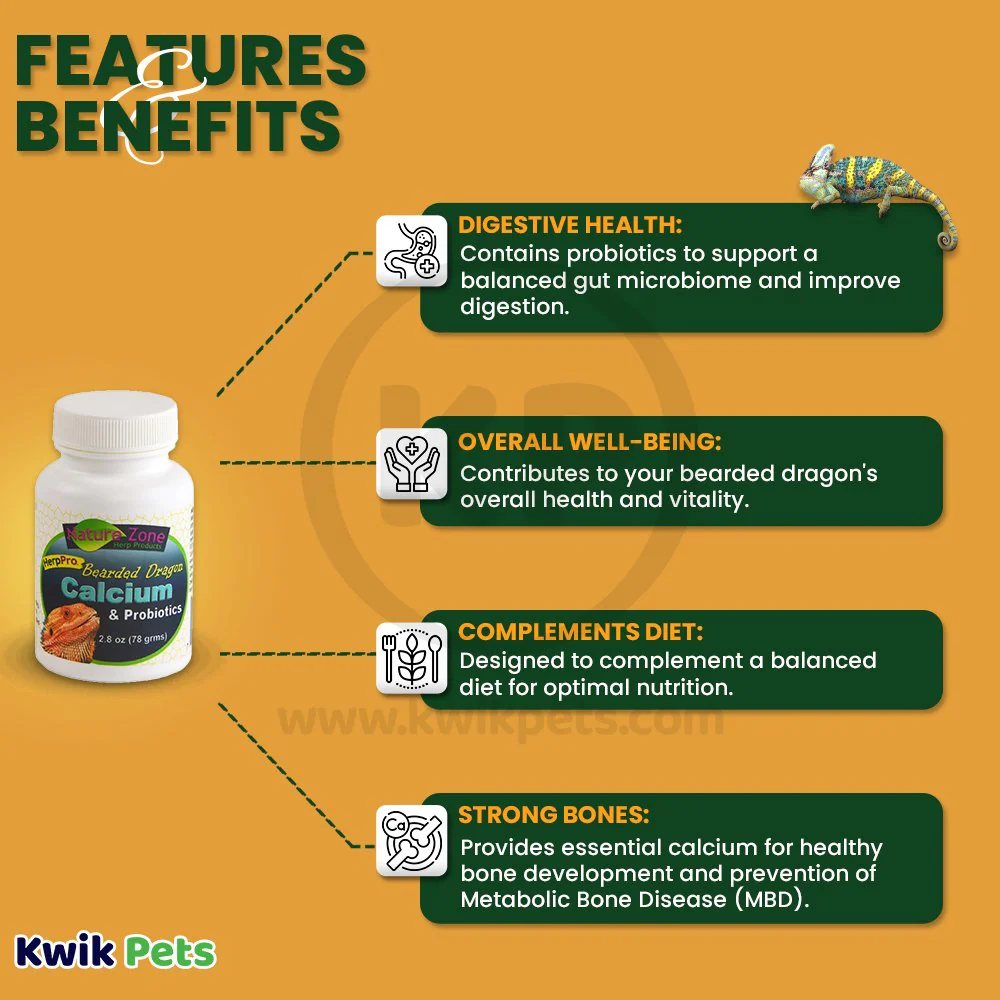 Nature Zone Bearded Dragon Calcium & Probiotics Supplement 2.8-oz - Image 2