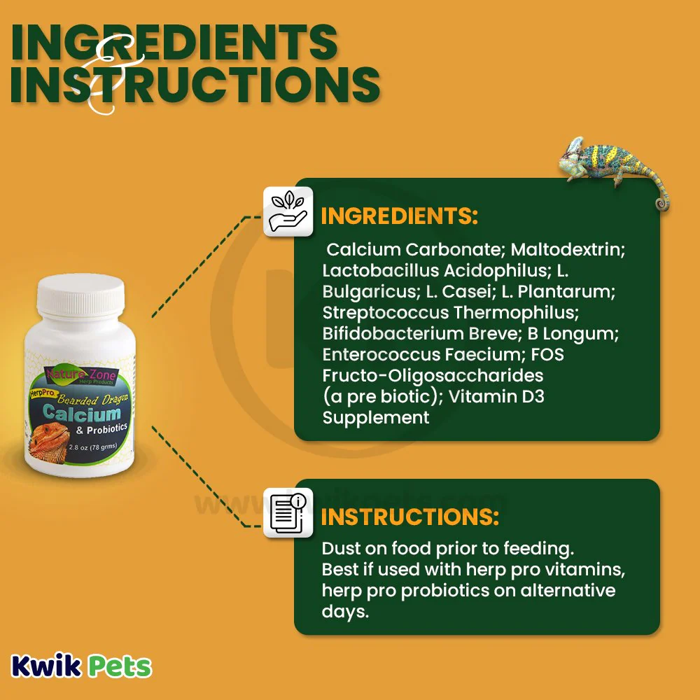 Nature Zone Bearded Dragon Calcium & Probiotics Supplement 2.8-oz - Image 3