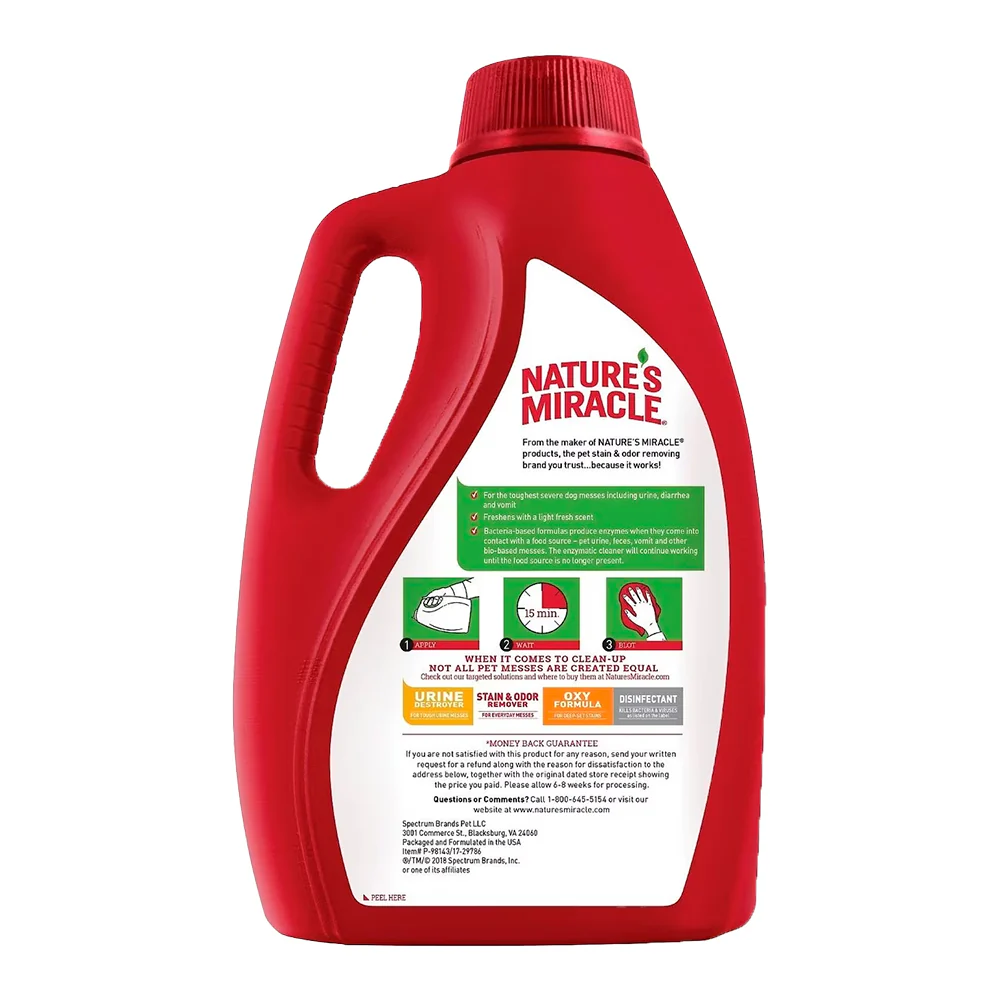 Nature's Miracle Advanced Severe Mess Enzymatic Formula Stain & Odor Eliminator for Dogs 128-oz - Image 2