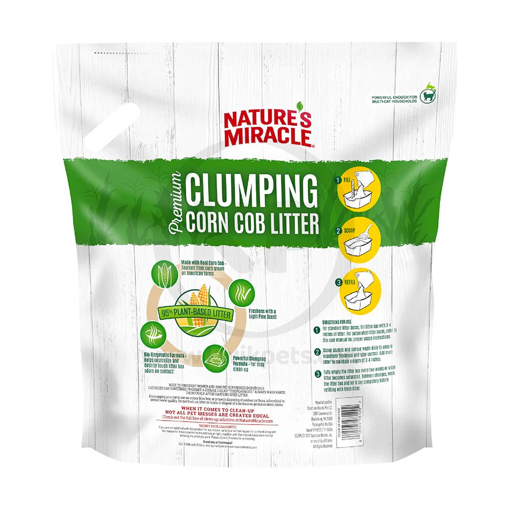 Nature's Miracle Tough Odor Bio-Enzymatic Formula Premium Clumping Corn COB Litter 18-lb - Image 2