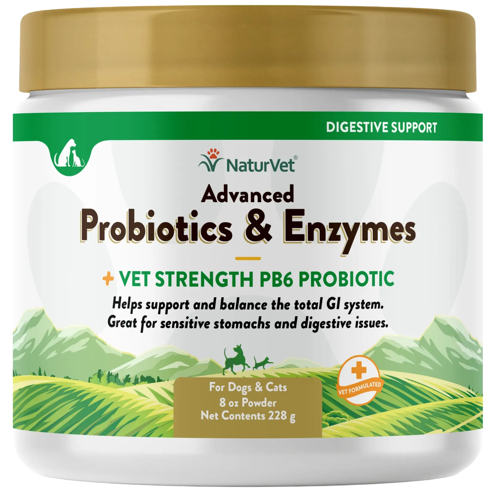 NaturVet Advanced Probiotic & Enzymes Powder for Dogs & Cats 8-oz