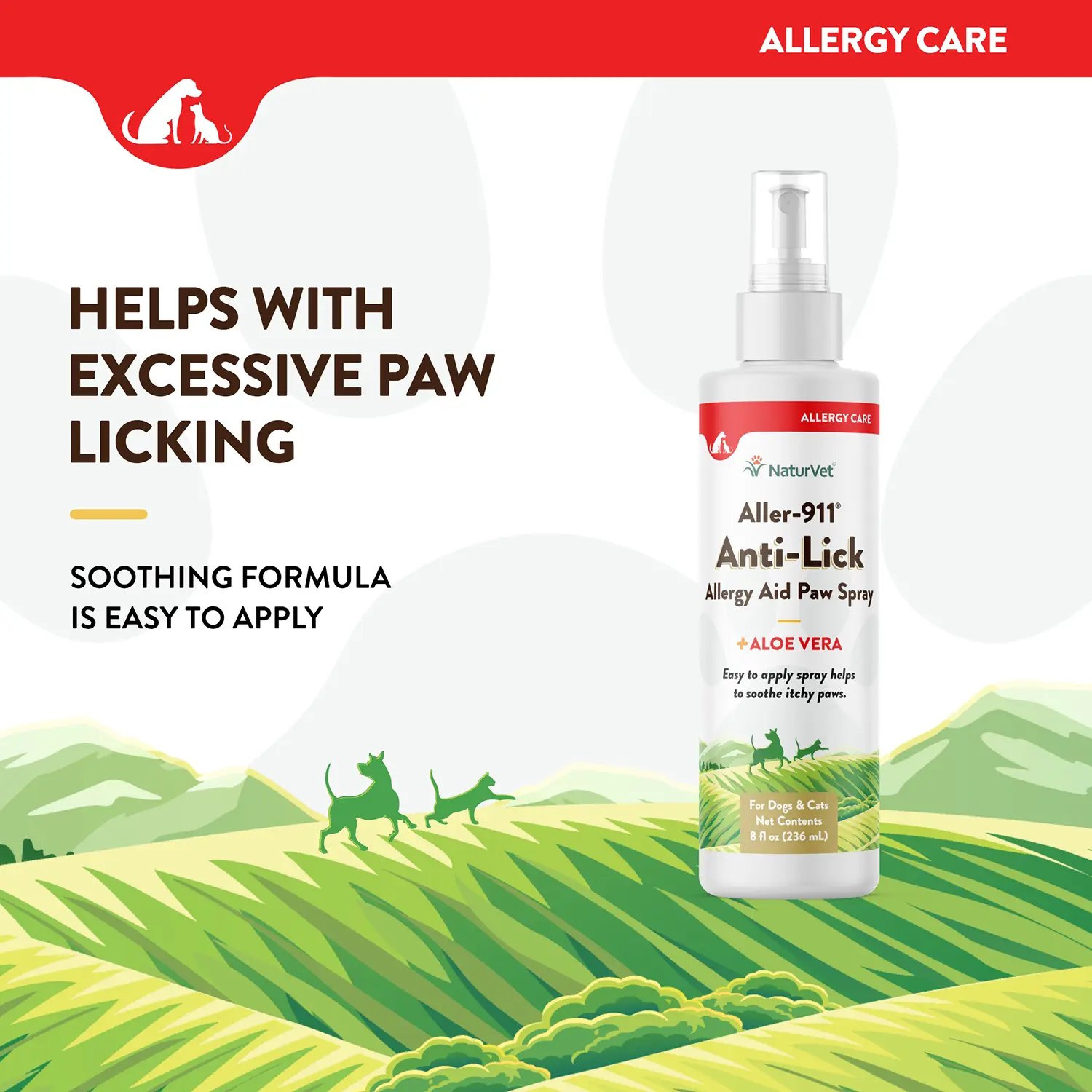 NaturVet Aller-911 Anti-Lick Allergy Aid Paw Spray for Dogs & Cats 8-oz - Image 5