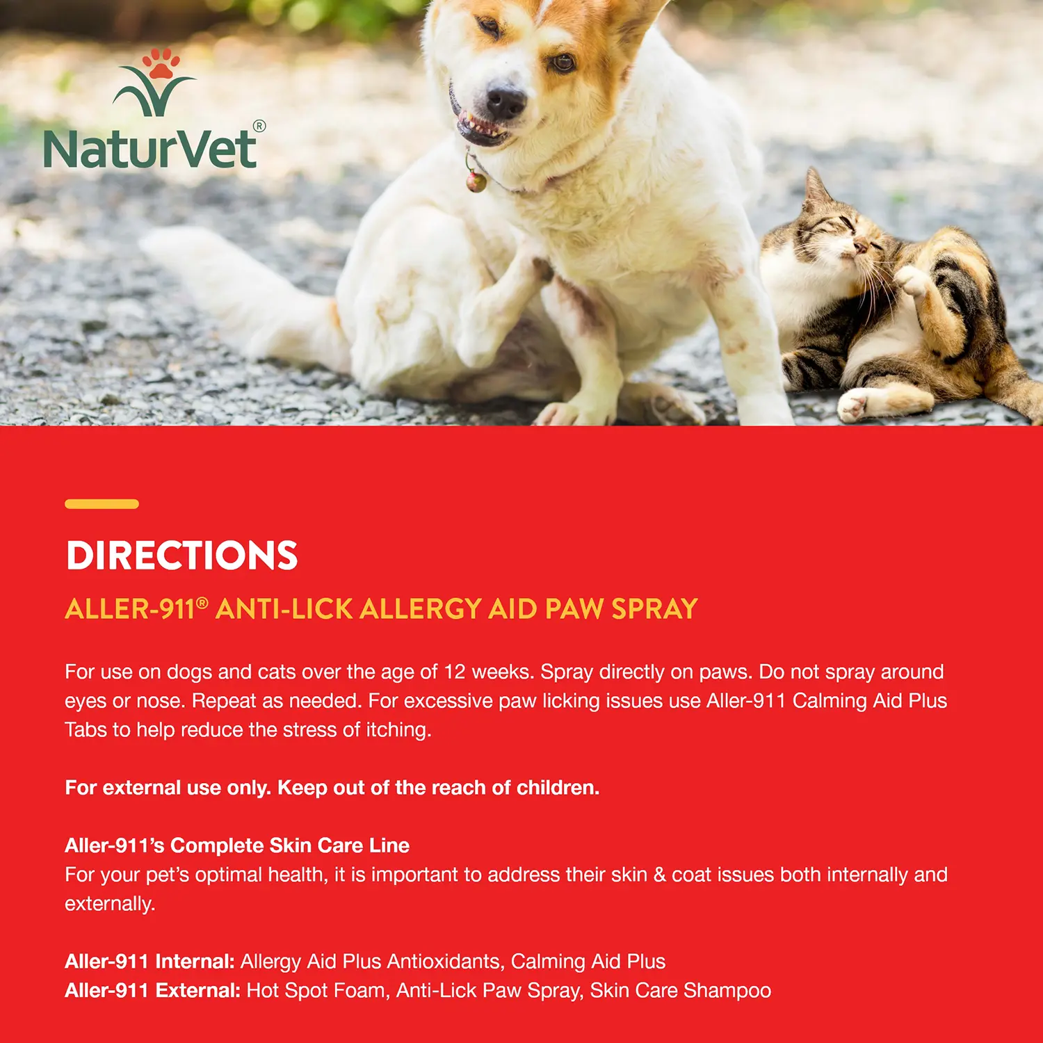 NaturVet Aller-911 Anti-Lick Allergy Aid Paw Spray for Dogs & Cats 8-oz - Image 7