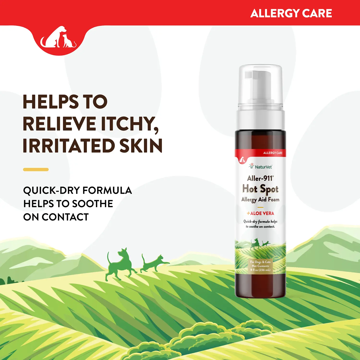 NaturVet Aller-911 Hot Spot Allergy Aid Foam for Dogs & Cats 8-oz - Image 5
